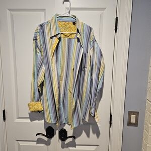 Buchatchi Ulovo men's striped shirt blue yellow white XL Etoo